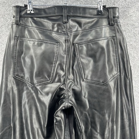 Abercromie & Fitch Vegan Leather Pants Womens 10 Black The 90's Ultra High Rise - Picture 9 of 15